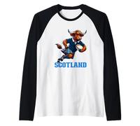 Scottish Highland Cow Scotland Rugby Raglan Baseball Tee