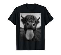 Scottish Highland Cow Selfie Tongue Out Funny Farmer T-Shirt