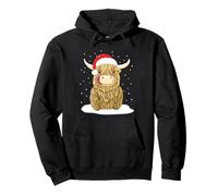 Scottish Highland Cow Standing In The Christmas Snow Pullover Hoodie
