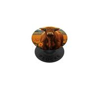 Scottish Highland Cow Sunflower Western Country Farm PopSockets Adhesive PopGrip