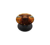 Scottish Highland Cow Sunflower Western Country Farm PopSockets Adhesive PopGrip