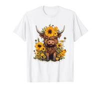 Scottish Highland Cow Sunflowers Heifer Country Farmer Girl T-Shirt
