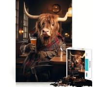 Scottish Highland Cow Teenager Jigsaw Puzzles 1000 Pieces Mind Puzzle Casual Relax Image Assembly Heartfelt Gift (38x26cm)