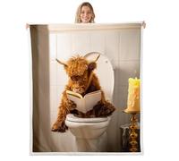 Scottish Highland Cow Throw Soft Blanket,Rustic Style Fleece Blankets for Kids Girls Boys Room Decor,Funny Cute Animal Sherpa Soft Blanket,for Chair/Sofa,40"×50",Dark Brown Beige