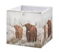 Scottish Highland Cow Western Storage Basket Bin Toys Storage Box Cloth Shelf Basket Nursery Kids Bedroom Home Decor 15.74x10.62x1.69 in