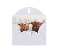 Scottish Highland Cow White prints Greeting Cards 6x4-inch with Envelope | Perfect for writing greetings and thank-you notes