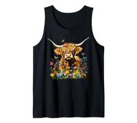 Scottish Highland Cow Wildflowers Wild Animal Mountain Tank Top
