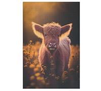 Scottish Highland Cows 1000 Piece Jigsaw Puzzle- Brain Teaser Game for Adults & Children - Educational Activities Wooden Jigsaws 78×53cm