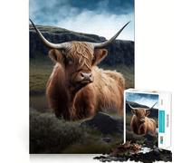 Scottish Highland Cows 1000 Pieces Jigsaw Puzzles for Teenagers Improve Memory Mental Relax Sharp Edge Creative Gift (38x52cm)