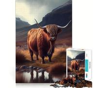 Scottish Highland Cows Adult Jigsaw Puzzle1000 Pieces Brain Teaser Mental Relax Pattern Assembly Santa Wish Item (50x75cm)