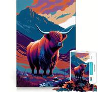 Scottish Highland Cows Jigsaw Puzzle 1000 Piece for Adults Smart Reason Toy Home Pastime Smooth Edge Art Collectible (50x75cm)