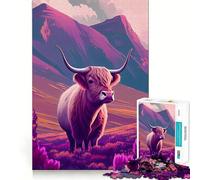 Scottish Highland Cows Jigsaw Puzzles for Adults 1000 Pieces Clear Logic Toy Quiet Hobby Perfect Cut Stylish Gift (38x26cm)