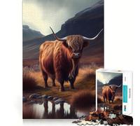 Scottish Highland Cows Jigsaw Puzzles for Teenagers 1000 Piece Wise Think Toy Gentle Leisure Tight Cut Santa Wish List (38x52cm)