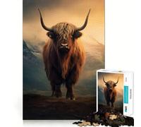 Scottish Highland Cows Jigsaw Puzzles for Teenagers 1000 Pieces Wise Think Toy Leisure Fun Clear Cut Wall Art Decor (38x26cm)