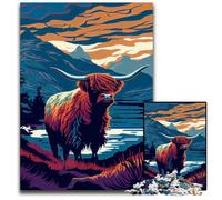 Scottish Highland Cows Puzzles 1000 Pieces for Adults paper Puzzles Brain Teaser Game Interactive Family Game Suitable for Ages 14 1000 PCS(38x26cm)