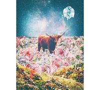Scottish Highland Hairy Coo Trippy Psychedelic Landscape Space Art Print Poster Wall Decor 12X16 Inch