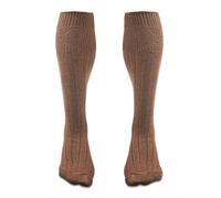 Scottish Highland Kilt Hose for Men, Ribbed Socks for USA Shoe Sizes, Wool Blend, Dark Brown, Large