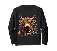 Scottish Highlander Cow Messy Bun Scottish Highland Cow Long Sleeve T-Shirt