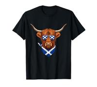 Scottish Highlander Cow Scotland Flag Highland Cow T-Shirt