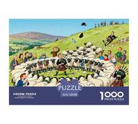 Scottish Highlands Sheep Besiege Wooden Jigsaw Puzzle Waterproof 1000 Piece Puzzles for Adults Challenging And Brainteasing Home Decoration