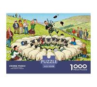 Scottish Highlands Sheep Besiege Wooden Jigsaw Puzzle Waterproof 1000 Piece Puzzles for Adults Fun Educational Games