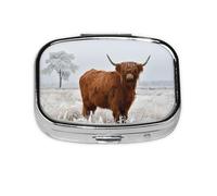 Scottish Highlands Winter Landscape,Meta Pill Box 2 Compartment Medicine Case,Portable Organizer