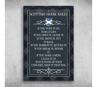 Scottish House Rules If You Break It Repair It 8x12 Inch Metal Tin Sign Vintage Decoration Suitable for Bars, Pubs, Clubs, Cafes and Homes.