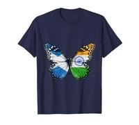 Scottish Indian Flag Butterfly T-Shirt, Men, Navy Blue, 5X-Large