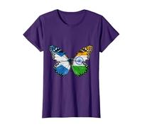 Scottish Indian Flag Butterfly T-Shirt, Women, Purple, XX-Large