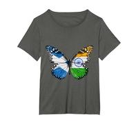 Scottish Indian Flag Butterfly T-Shirt, Women's Plus, Asphalt Grey, 6X