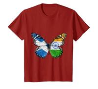 Scottish Indian Flag Butterfly T-Shirt, Youth, Cranberry Red, 3T