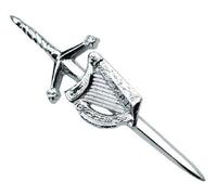 Scottish & Irish Celtic Harp Kilt Pin Chrome Finish Wedding Stag Accessories