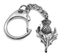 Scottish Keyring Thistle Pewter Scotland Keychain Souvenir Bag Purse Charm Gift
