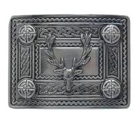 Scottish Kilt Belt buckle - Stag Head Celtic Belt Buckles for Men Antique Silver Finish, Traditional Highland Dress Accessory for Kilts & Formal Wear