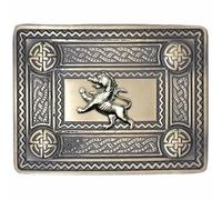 Scottish Kilt Belt buckle - Stag Head Celtic Belt Buckles for Men Antique Silver Finish, Traditional Highland Dress Accessory for Kilts & Formal Wear (Lion Rampant - Brass Antique)