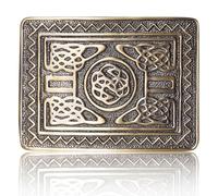 Scottish Kilt Belt Buckle - Traditional Highland Kilt Belt Accessory - Solid Brass, Antique Brass Celtic