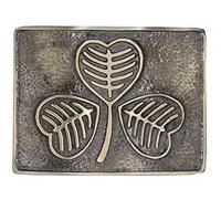 Scottish Kilt Belt with Buckle Antique Finish, various style buckle Thistle, Celtic Knot 2.25" Wide Black Leather belt 4 size, Highland Wear (Medium Belt, Celtic Knot, Irish Shamrock)