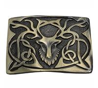 Scottish Kilt Belt with Buckle Antique Finish, various style buckle Thistle, Celtic Knot 2.25" Wide Black Leather belt 4 size, Highland Wear (XXXL Belt, Lion Rampant Belt, Stage Head)