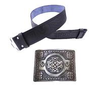 Scottish Kilt Belt with Buckle Thistle Antique Finish, various style Belts Buckles Silver Antique Celtic Knot Highland Wear Made by Pewter (Silver Antique, Medium)