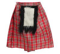 Scottish Kilt Costume Accessory - Pack Of 12 - Red Tartan Kilt with Attached Sporran - Scotland Burns Night St Andrews Day Fancy Dress Costume Accessory