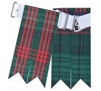 Scottish Kilt Flashes for Men - Traditional Kilt Hose Socks Flash Tartan and Plain with Heavy Buckle Adjusters, Acrylic Wool Garters Pointed - Perfect for Highland Attire