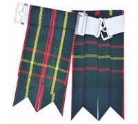 Scottish Kilt Flashes for Men - Traditional Kilt Hose Socks Flash Tartan and Plain with Heavy Buckle Adjusters, Acrylic Wool Garters Pointed - Perfect for Highland Attire