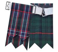 Scottish Kilt Flashes for Men - Traditional Kilt Hose Socks Flash Tartan and Plain with Heavy Buckle Adjusters, Acrylic Wool Garters Pointed - Perfect for Highland Attire