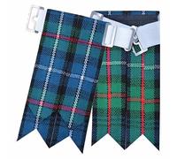 Scottish Kilt Flashes for Men - Traditional Kilt Hose Socks Flash Tartan and Plain with Heavy Buckle Adjusters, Acrylic Wool Garters Pointed - Perfect for Highland Attire (Robertson Hunting)
