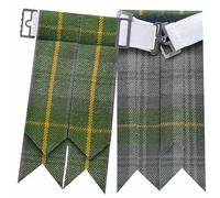 Scottish Kilt Flashes for Men - Traditional Kilt Hose Socks Flash Tartan and Plain with Heavy Buckle Adjusters, Acrylic Wool Garters Pointed - Perfect for Highland Attire (Weathered Gordon)