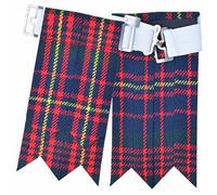 Scottish Kilt Flashes for Men - Traditional Kilt Hose Socks Flash Tartan and Plain with Heavy Buckle Adjusters, Acrylic Wool Garters Pointed - Perfect for Highland Attire (Cameron of Erracht)