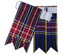 Scottish Kilt Flashes for Men - Traditional Kilt Hose Socks Flash Tartan and Plain with Heavy Buckle Adjusters, Acrylic Wool Garters Pointed - Perfect for Highland Attire