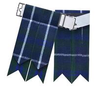 Scottish Kilt Flashes for Men - Traditional Kilt Hose Socks Flash Tartan and Plain with Heavy Buckle Adjusters, Acrylic Wool Garters Pointed - Perfect for Highland Attire (Blue Douglas)