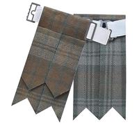 Scottish Kilt Flashes for Men - Traditional Kilt Hose Socks Flash Tartan and Plain with Heavy Buckle Adjusters, Acrylic Wool Garters Pointed - Perfect for Highland Attire (Weathered Black Watch)