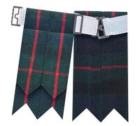 Scottish Kilt Flashes for Men - Traditional Kilt Hose Socks Flash Tartan and Plain with Heavy Buckle Adjusters, Acrylic Wool Garters Pointed - Perfect for Highland Attire (Gunn Modern)